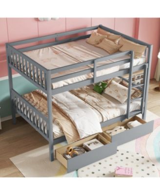 Full Over Full Bunk Bed with 2 Drawers, Convertible to 2 Full Beds