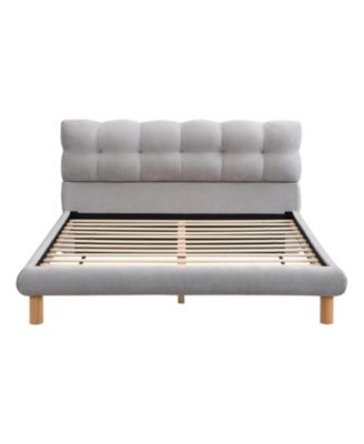 Full Size Upholstered Platform Bed Frame with Cookie-Shaped Headboard, Easy Assembly, soft and comfortable