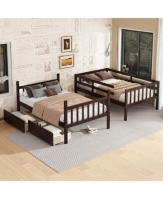 Twin Bunk Bed with Drawers and Safety Guardrails, Espresso