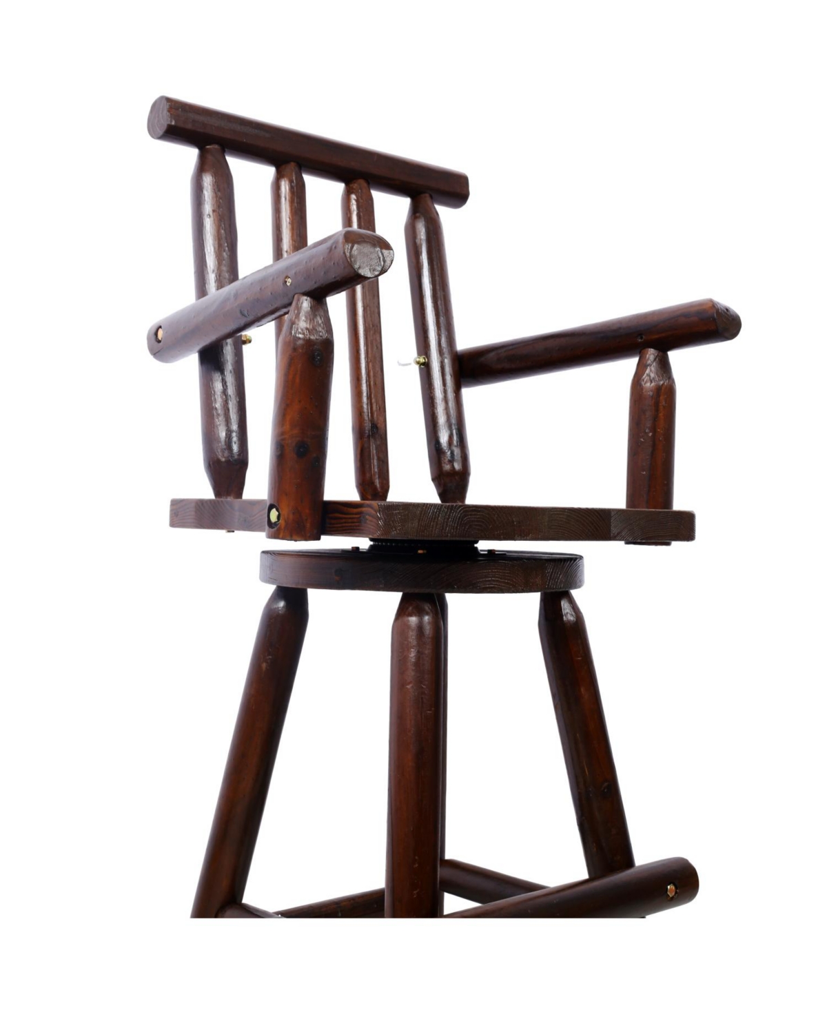 Streamdale Furniture Rustic Fir Wood Bar Stool with Footrest and Wide Armrests