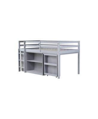 Streamdale Twin Loft Bed with Desk, Storage, and Safety Guardrail