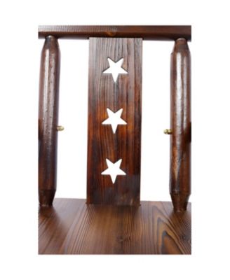  Rustic Wood Bar Stool with Star Backrest