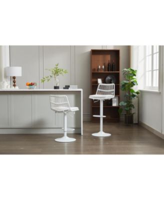 Set of 2 Rattan Bar Stool, 360 Swivel Bar Chair, Counter Height Chair with Footrest for Kitchen, Dining Room