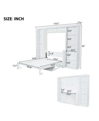 Full Size Murphy Bed with Desk and Bookshelf