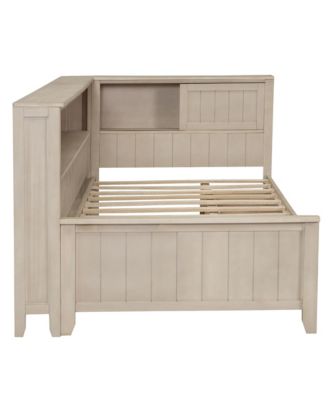 Twin Size Wood Daybed with Storage Shelves and 3 Drawers, Antique