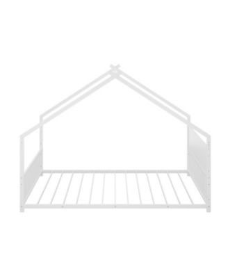  Kids House Bed with Roof and Lights, Metal Frame