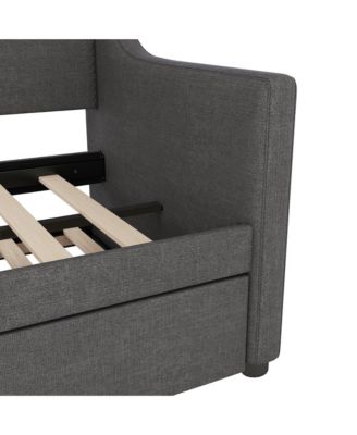 Twin Size Daybed with Trundle Bed, Upholstered Daybed with Charging Station and LED Lights