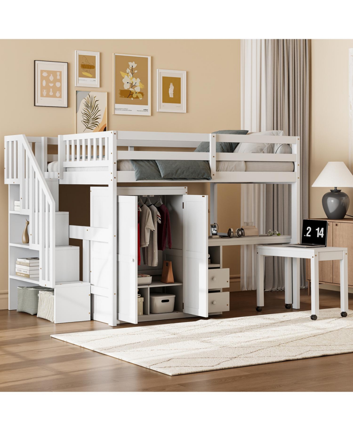 Streamdale Furniture Loft Bed with Stairs, Storage & Desk - Space-Saving Kids & Teen Furniture