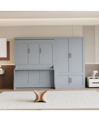 Queen Size Murphy Bed Wall Bed with Closet.