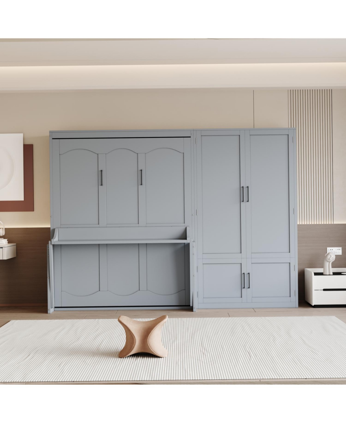 Streamdale Furniture Queen Murphy Bed Wall with Closet.