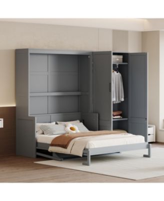 Queen Size Murphy Bed Wall Bed with Closet.