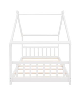 Twin Size House Bed Wood Bed, White