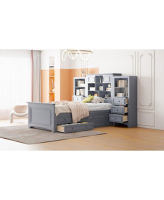 Wood Platform Bed with Built-In Storage