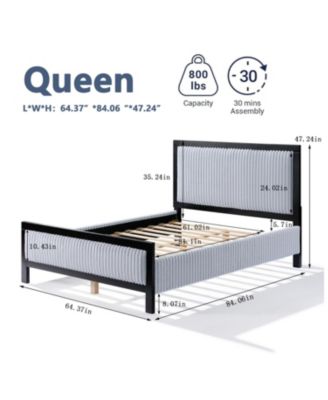 Upholstered Bed with Fluffy Soft Headboard Frame