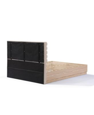 + Wood + Fabric Upholstered Headboard + Bed Frame
