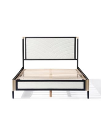 Full size Bed with Boucle fabric Headboard Frame