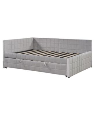 Upholstered L-Shaped Daybed with Twin Trundle & USB