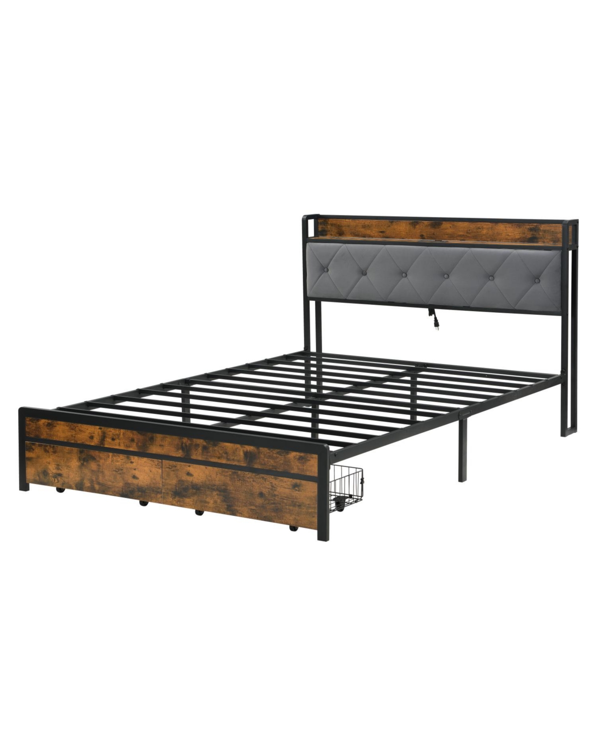 Streamdale Furniture King Bed Frame Led Headboard Storage Drawers Usb Charging