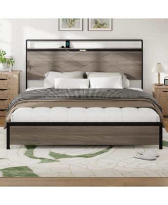 + King + Wooden + LED, USB, Storage + Bed Frame