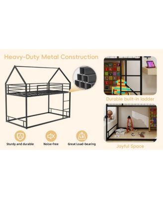  Metal Twin Bunk Bed - Heavy Duty, Noise Reduced, Black