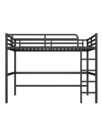  Metal Queen Loft Bed w/ Outlet & LED Light