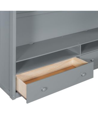 Full size Loft Bed with Drawers, Shelves and Light
