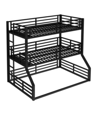 Triple Bunk Bed, Twin/Twin/Full XL, Metal, Black