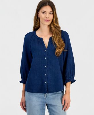 Women's True Indigo Cotton Blouse
