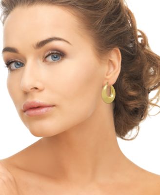 14k Gold Plated Brass Domed Hoop Earrings