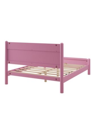 Wood Platform Bed Frame with Headboard and Wooden Slat Support