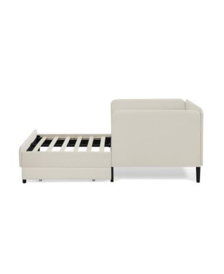 Twin Upholstered Platform Bed Frame w/ 2 Storage Drawers