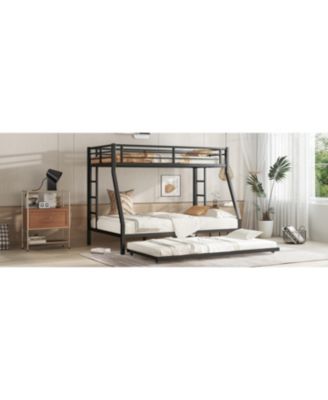 Twin over Full Metal Bunk Bed with Twin Size Trundle