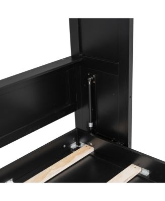 Full Size Murphy Bed with Storage Cabinets, Black