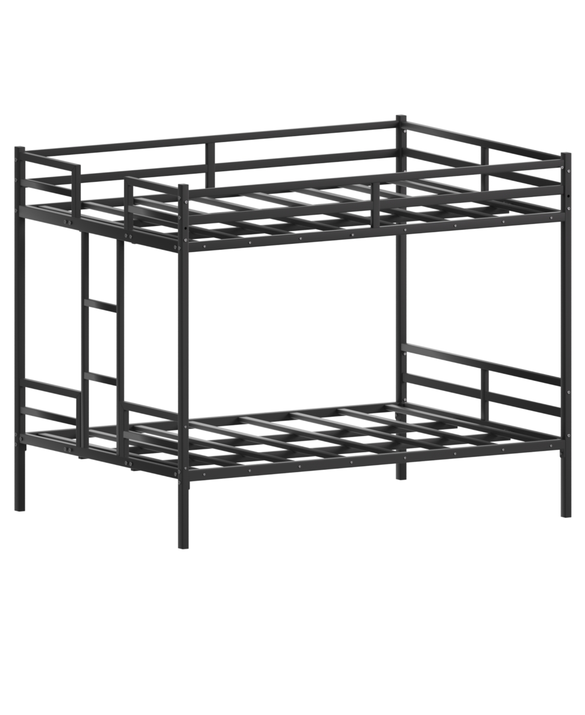 Streamdale Furniture Queen Bunk Bed, Metal Bed Frame with Full-Length Guardrail and Ladder, Black