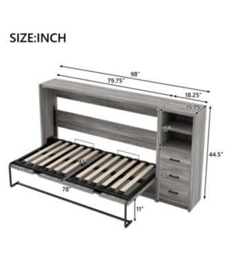 + Twin + Wood (or MDF, if that s the material) + Murphy Bed with Drawers & LED, Folds to Cabinet + Bed