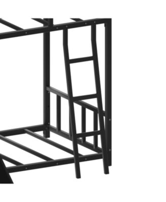 Streamdale Bunk Bed with Ladder and Slide, metal Bed Frame with Safety Guard Rails