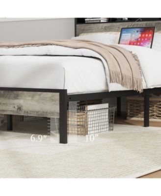 Single Bed Frame with Storage Headboard & Charging Station