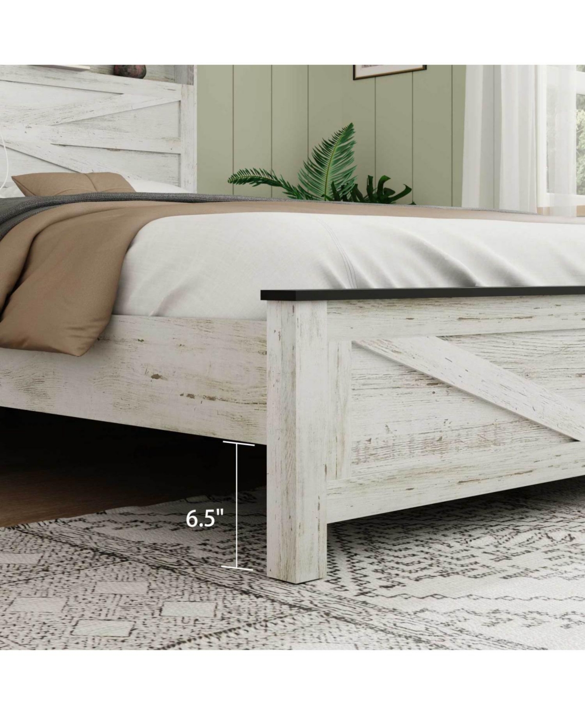 Streamdale Furniture Led Platform Bed Frame with Charging & Storage