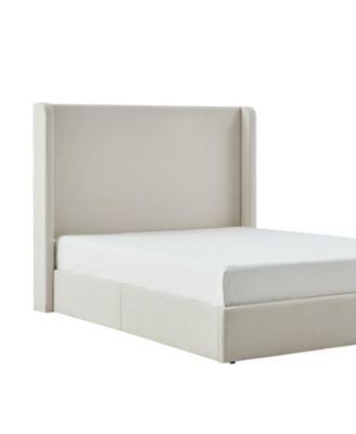 Carmen Ivory Boucle King Upholstered Wingback Platform Bed