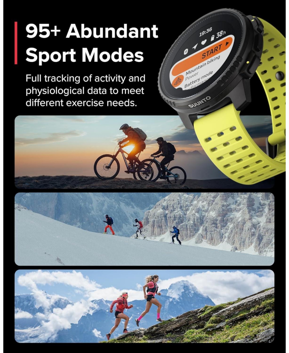 Suunto Vertical Steel Solar Gps Sports Watch with Sapphire Touchscreen, Heart Rate and Sleep Tracker - Canyon