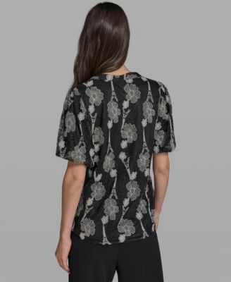 Women's Popover Paris Lace Short-Sleeve Top