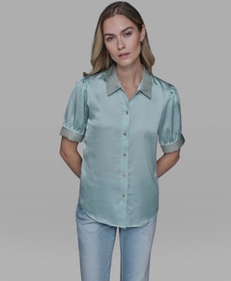 Women's Beaded Short-Sleeve Top