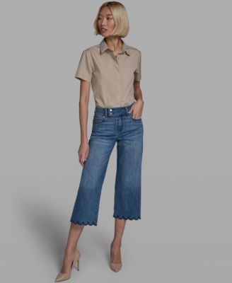 Women's Scallop Cropped Denim Pants