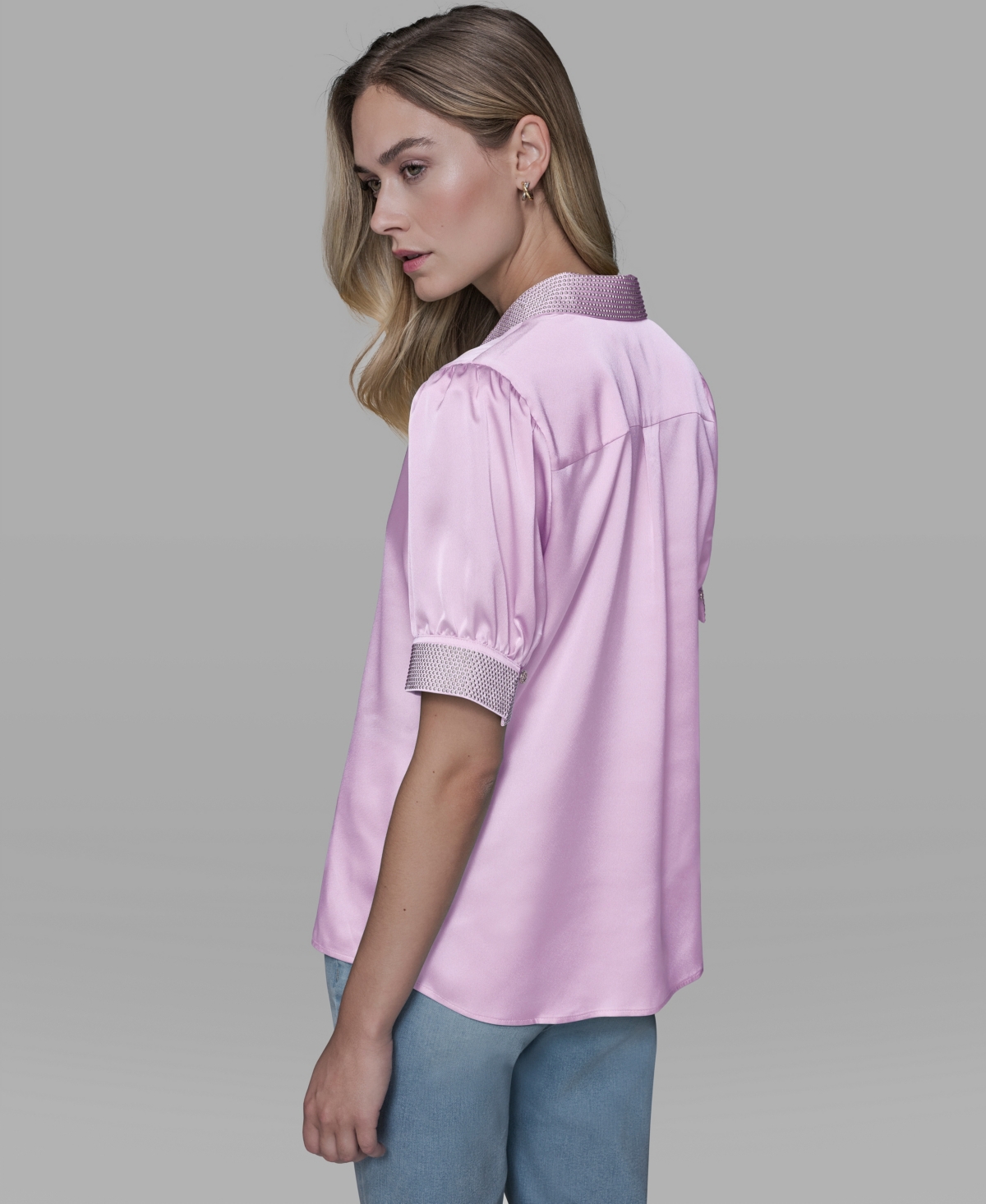 Karl Lagerfeld Paris Women's Beaded Short-Sleeve Top