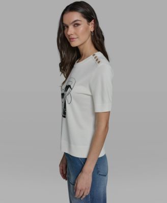 Women's Karl and Choupette Crew Neck Graphic Sweater