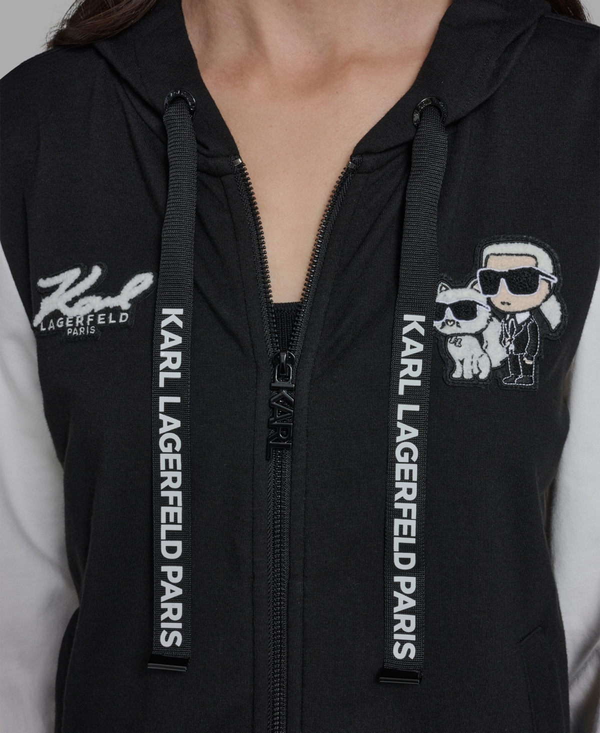 Karl Lagerfeld Paris Women's and Choupette Zip Hooded Jacket