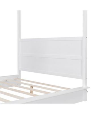 Queen Wood LED Canopy Bed, Platform, No Box Spring