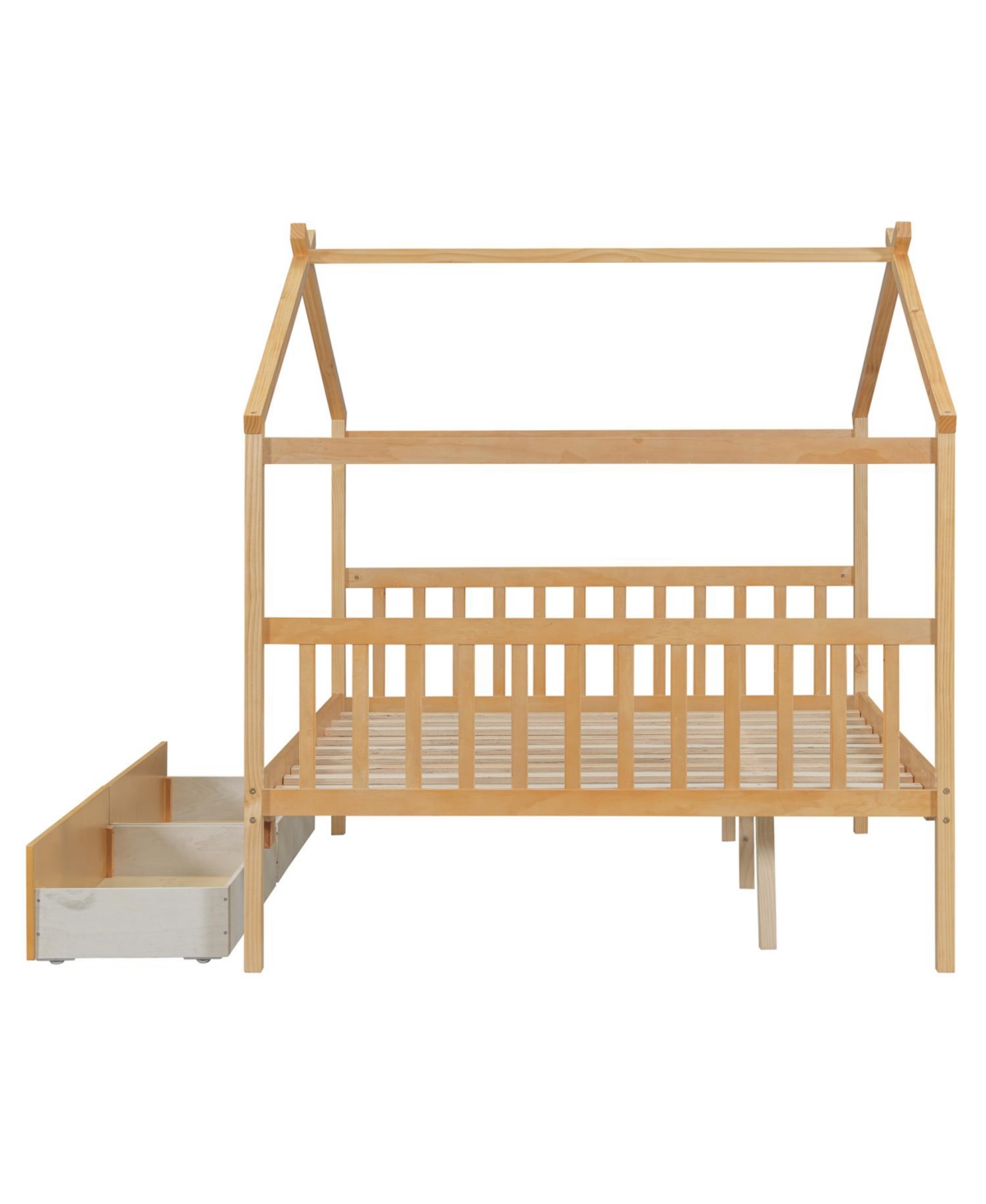 Streamdale Furniture Full Wooden House Bed with Drawers, White