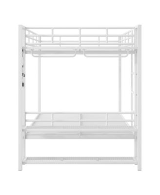 Twin Over Full Metal Storage & LED Light Bunk Bed
