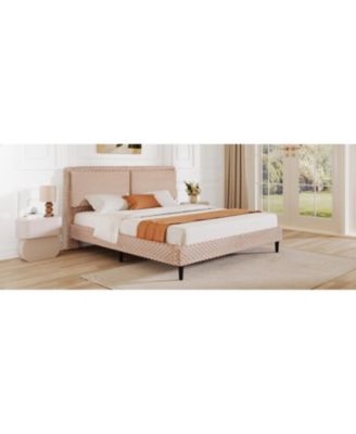 Simple Modern Camel Plush Soft Bed Comfortable Backrest Bedroom Bed